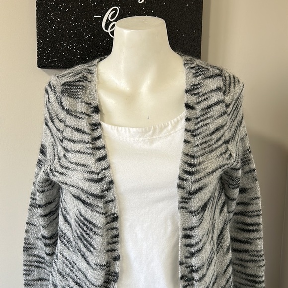 Free People Beach Mohair Blend Lightweight Tiger Stripe Cardigan Sweater Large - Picture 5 of 14